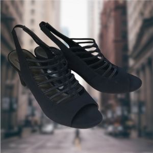 Impo Stretch Flex Vassie Black Open Toe Heels